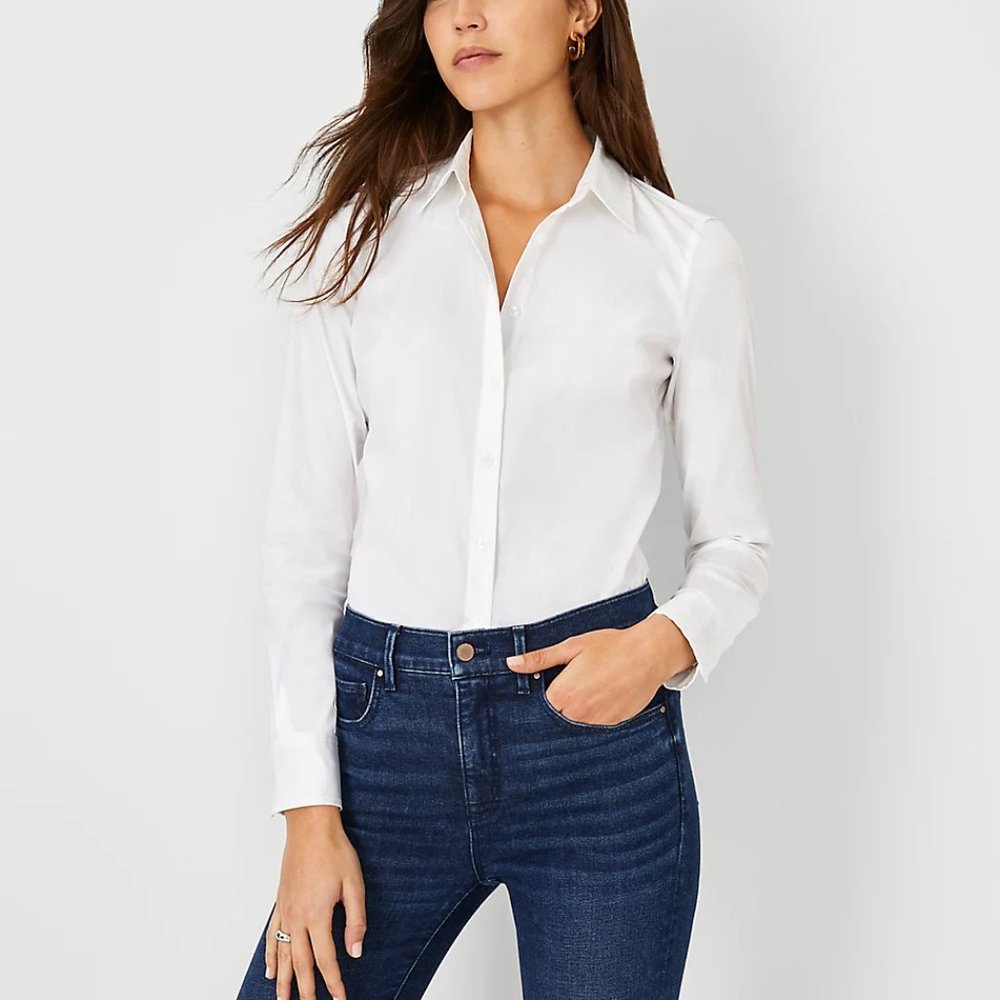 Ann Taylor Classic White Shirt Size OOP